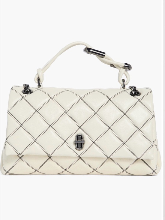 Marc Jacobs Handbags - Marc Jacobs Quilted Cream Leather Shoulder Bag with Contrast Stitching, Medium.